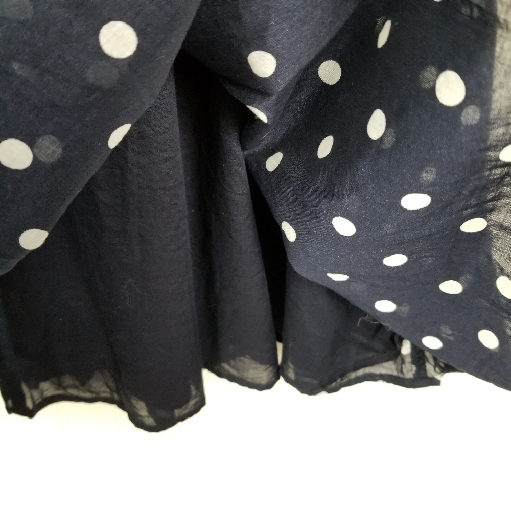 Talbots Size 14P Sleeveless Pleated Dress Cotton Blue White Polka Dot Coastal - Picture 8 of 12